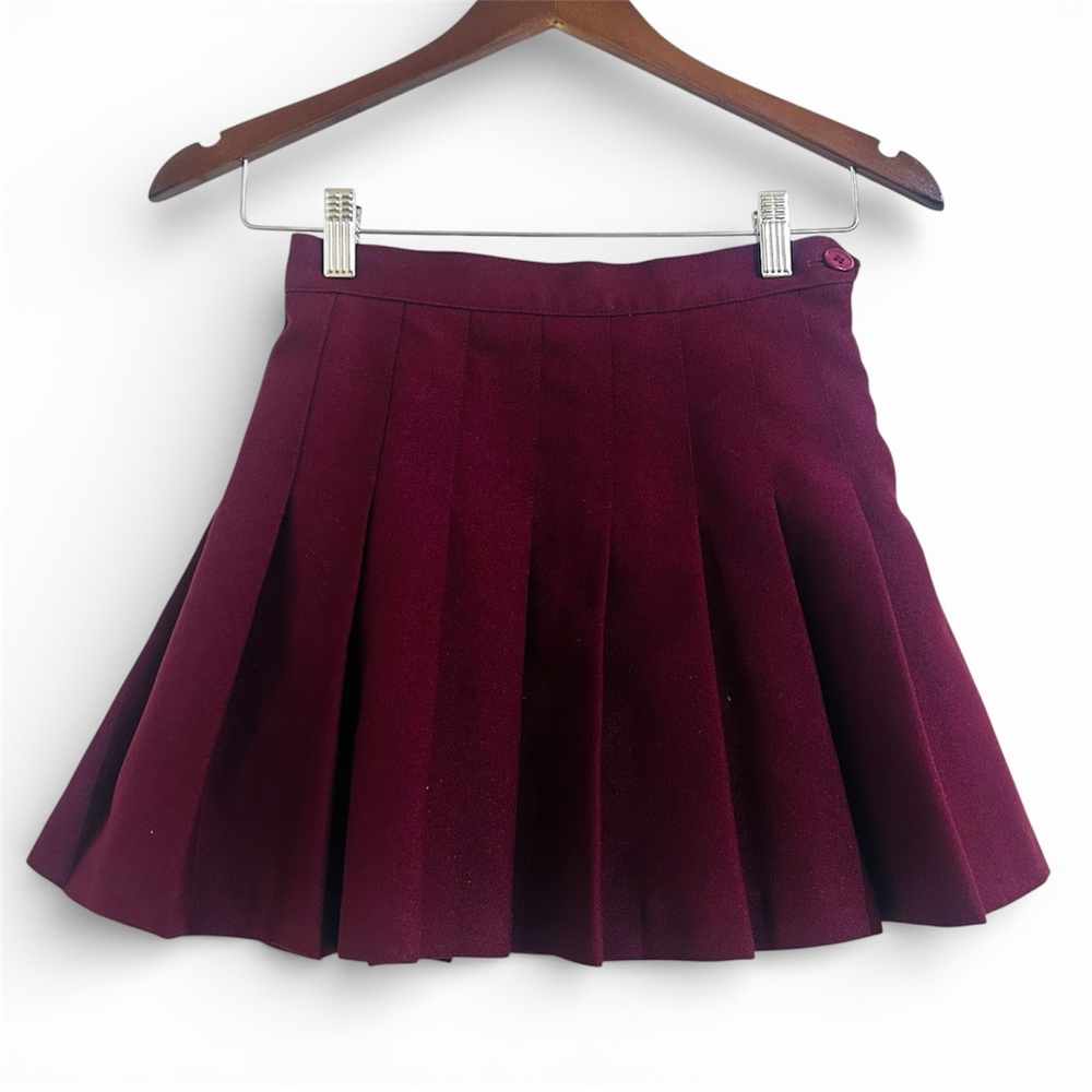 American Apparel Burgundy Mini Tennis Skater Skirt Size XS NWOT